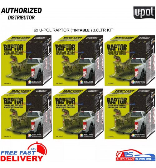 6X U-POL RAPTOR 3.8L Tintable Bed Liner Kit with Hardener – Extreme Protection